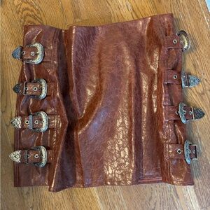 Nasty Gal Rust Faux Leather Skirt